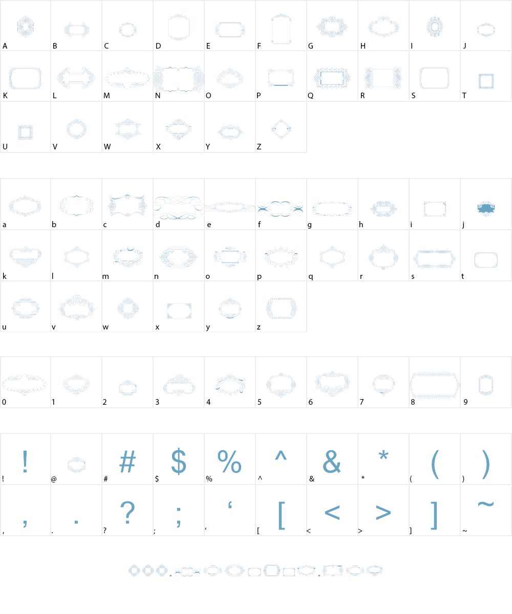 Calligraphic Frames Soft Two Font Character